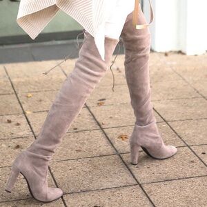 Stuart Weitzman Highland suede over the knee boots Topo gray 6.5